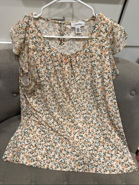 Calvin Klein Cream Top with Yellow Floral Print